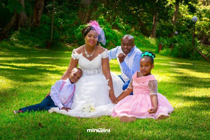 Bride and Groom and their children; Trust Mint Glint Media with your wedding photography needs Family shoot