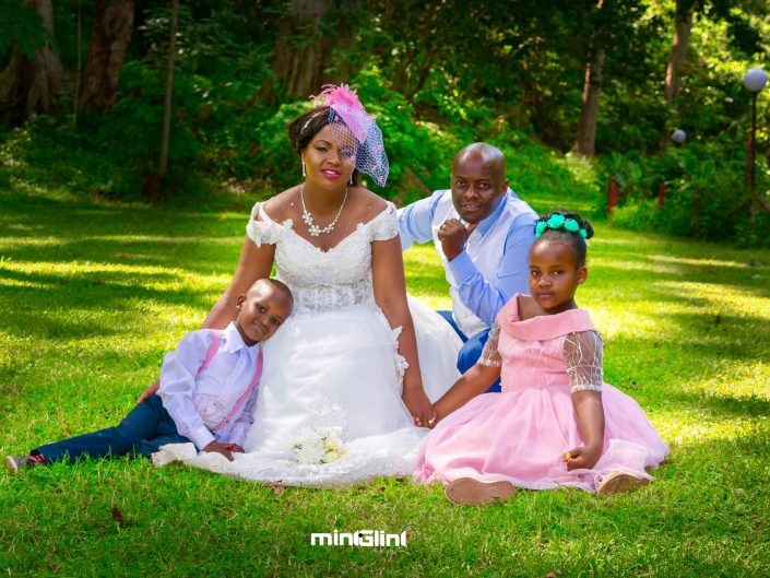 Bride and Groom and their children; Trust Mint Glint Media with your wedding photography needs Family shoot