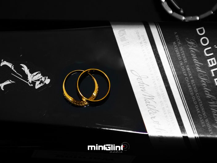 Bride and Groom's wedding rings. Photography by Mint Glint Media