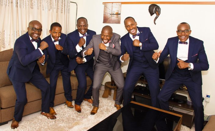 The Groom and his Groomsmen looking dope and well groomed.