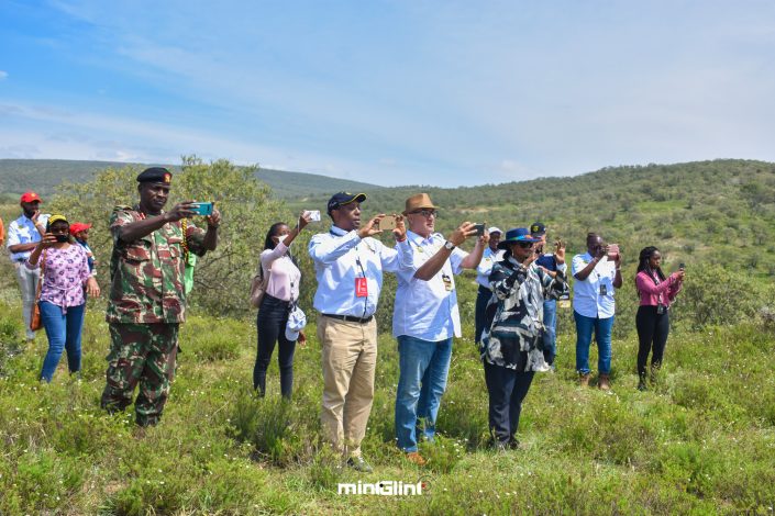 VIP Spectators at the 2019 Safari Rally were; Tourism Cabinet Secretary Hon. Najib Balala, Cabinet Secretary for Sports, Heritage and Culture Ambassador Amina Mohamed, Mr. Oliver Ciesla - Managing Director - WRC Promoter GmbH and Phineas Kimathi the CEO of Safari Rally Project in Kenya and a veteran Rally Driver.