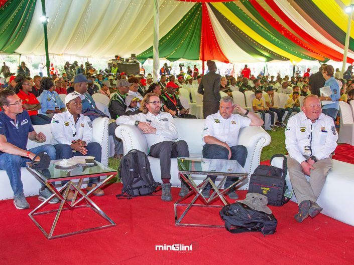 Amon the VIP Spectators at the 2019 Safari Rally were; Tourism Cabinet Secretary Hon. Najib Balala, Cabinet Secretary for Sports, Heritage and Culture Ambassador Amina Mohamed, Mr. Oliver Ciesla - Managing Director - WRC Promoter GmbH and Phineas Kimathi the CEO of Safari Rally Project in Kenya and a veteran Rally Driver.