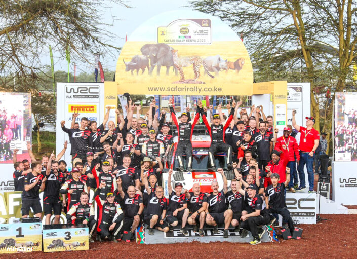 Team Toyota wins again all the top three positions at the 2023 WRC Safari Rally